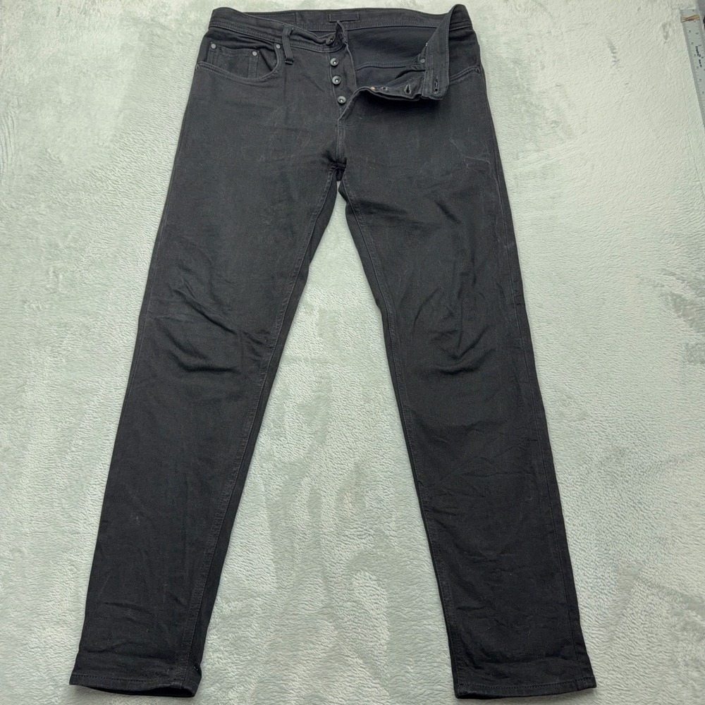 Unbranded Brand Jeans Mens 33 Black UB644 Relaxed Tapered Selvedge Denim Pants